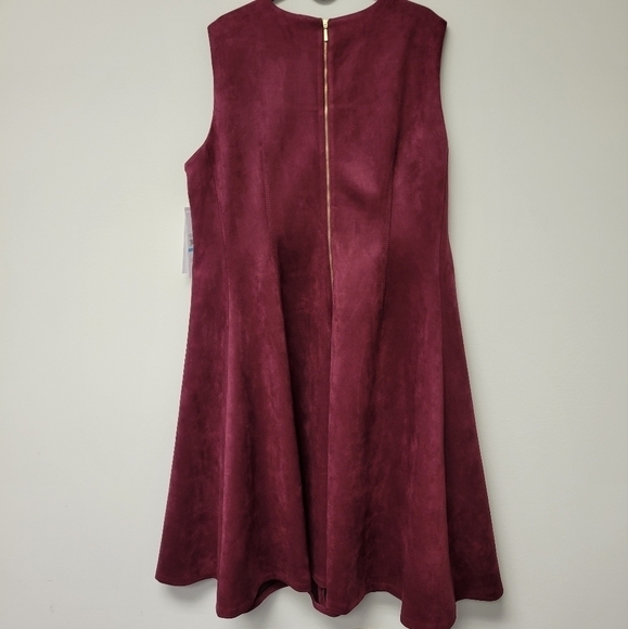 Calvin Klein Burgundy Scuba Suede A-Line Dress 20W - Picture 3 of 7